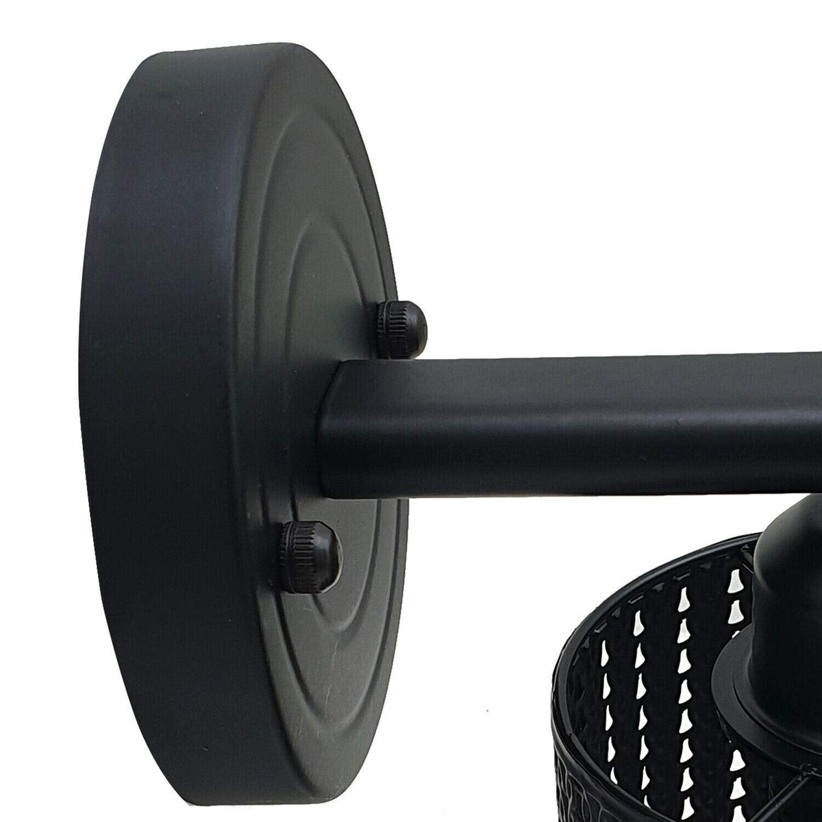 Flat Arm Wall Light with Cage – Black or Chrome, E27 - photo 6