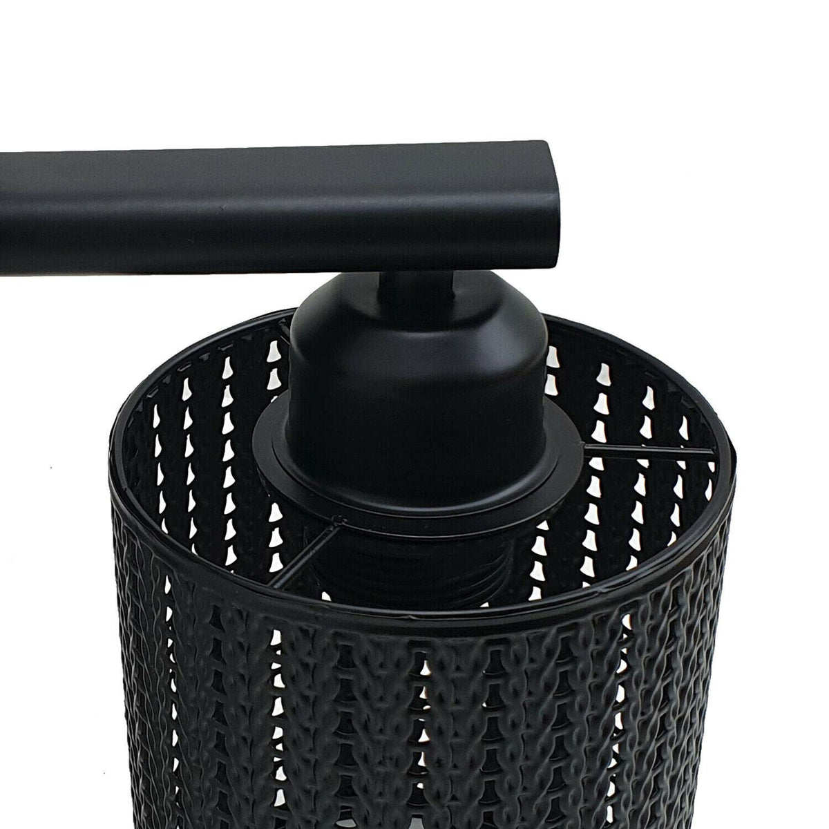 Flat Arm Wall Light with Cage – Black or Chrome, E27 - photo 7