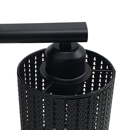 Flat Arm Wall Light with Cage – Black or Chrome, E27 - photo 7