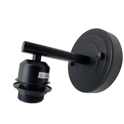 Flat Arm Wall Light with Cage – Black or Chrome, E27 - photo 8