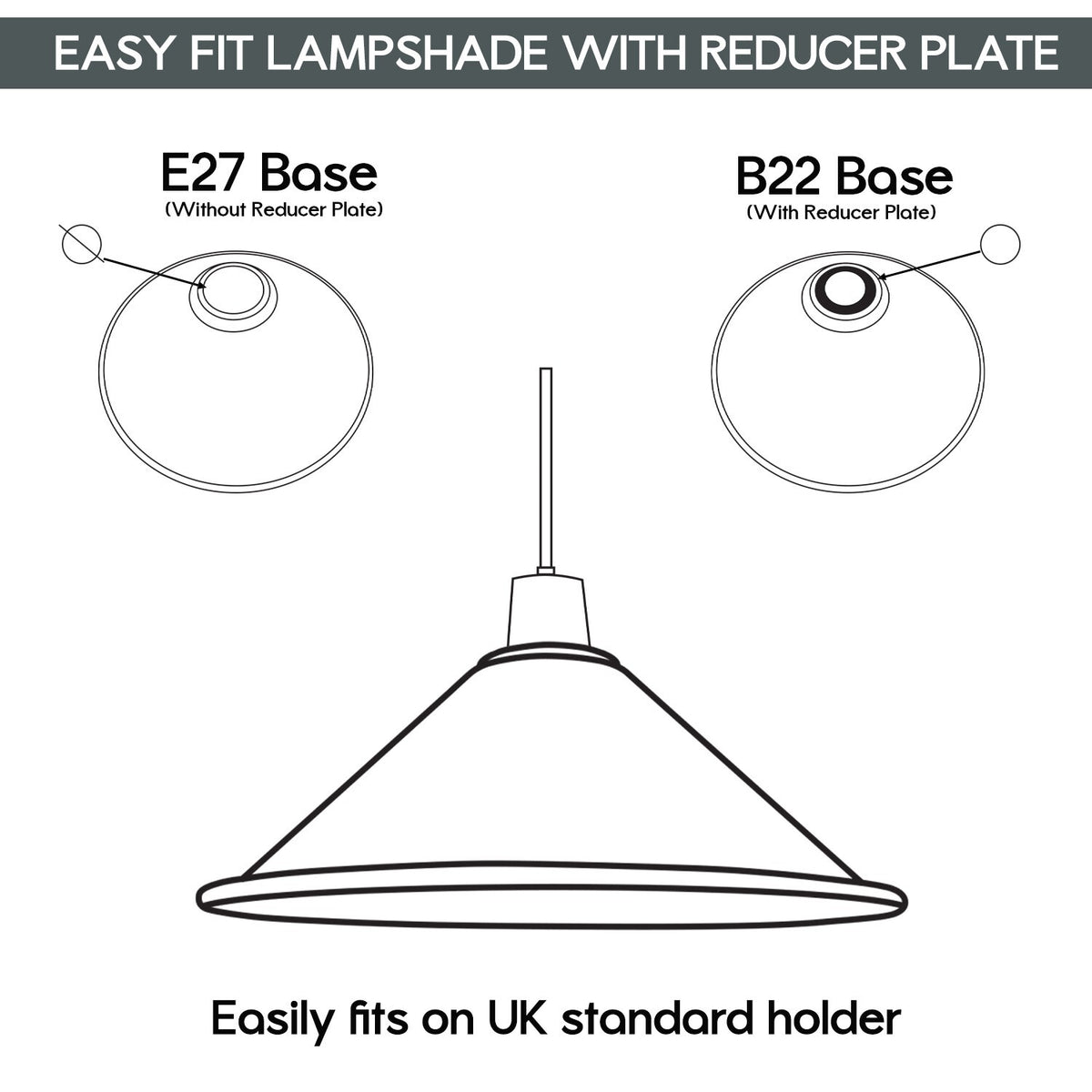 Flat Cone Lamp Shade 22 cm – Easy Fit, 28 Colours - photo 9