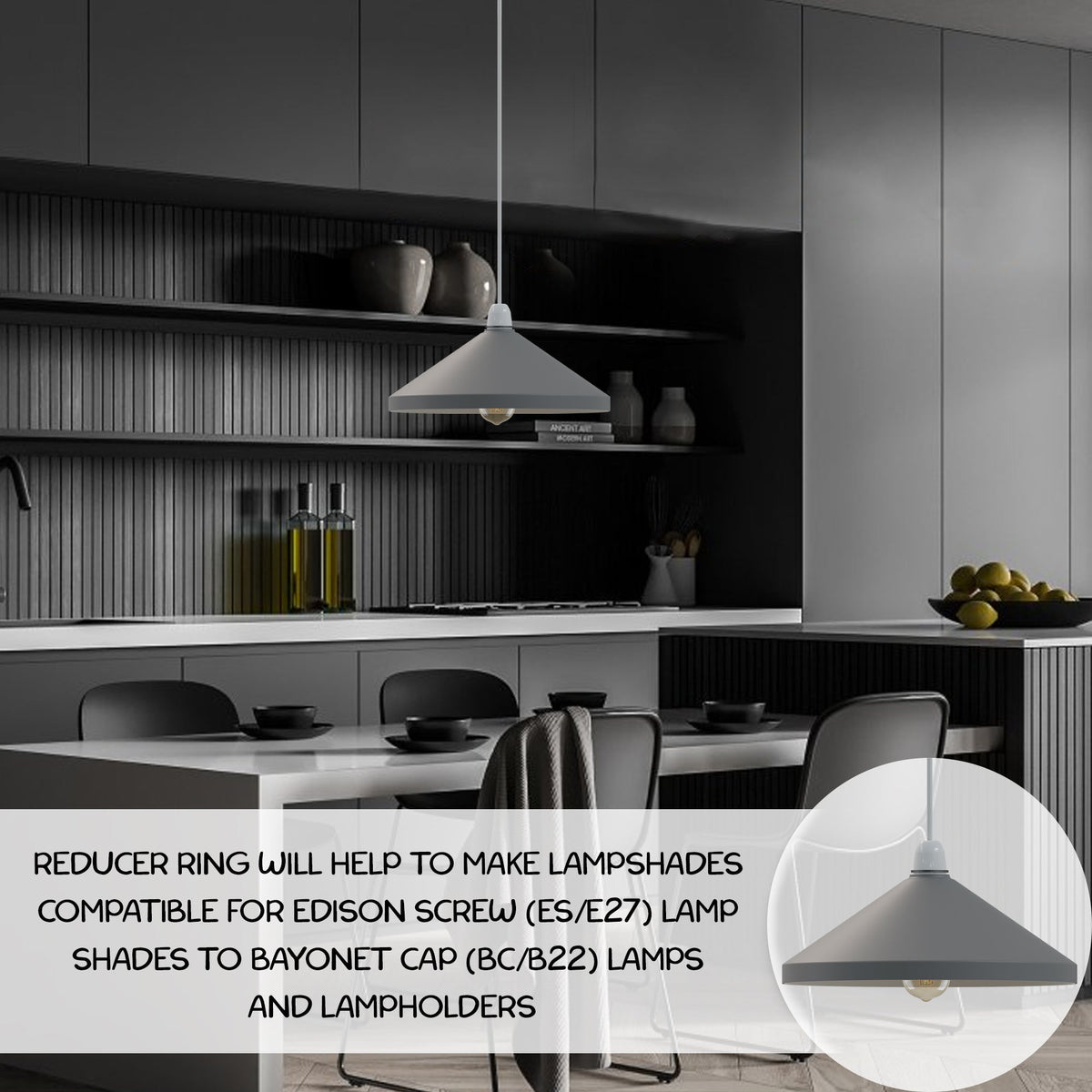 Flat Cone & Dome Lamp Shade – 25.5 or 32 cm, Easy Fit - photo 4