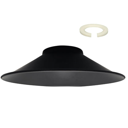 Flat Cone & Dome Lamp Shade – 25.5 or 32 cm, Easy Fit - Black, 32 cm with Reducer Ring, Single