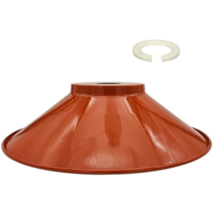 Flat Cone & Dome Lamp Shade – 25.5 or 32 cm, Easy Fit - Orange, 32 cm with Reducer Ring, Single