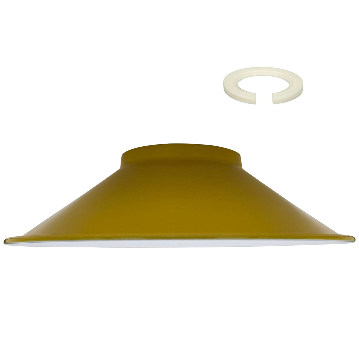 Flat Cone & Dome Lamp Shade – 25.5 or 32 cm, Easy Fit - Yellow, 32 cm with Reducer Ring, Single