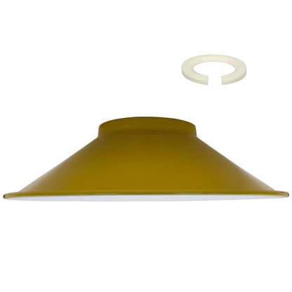 Flat Cone & Dome Lamp Shade – 25.5 or 32 cm, Easy Fit - Yellow, 32 cm with Reducer Ring, Single