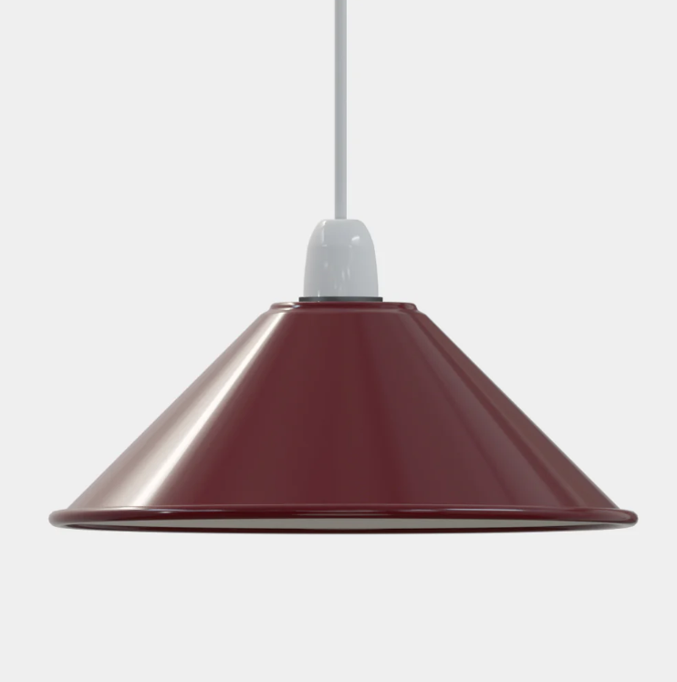 Flat Cone Lamp Shade 22 cm – Easy Fit, 28 Colours - Brown, 22 cm with Reducer Ring, Single