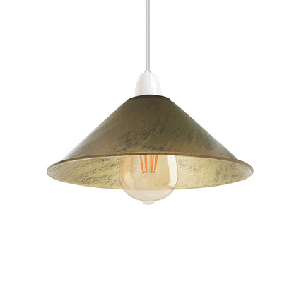 Flat Cone Lamp Shade 22 cm – Easy Fit, 28 Colours - Brushed Brass, 22 cm with Reducer Ring, Single
