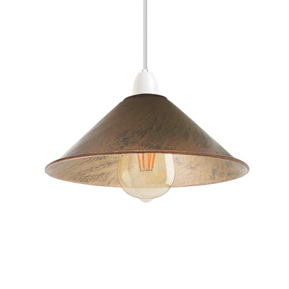 Flat Cone Lamp Shade 22 cm – Easy Fit, 28 Colours - Brushed Copper, 22 cm with Reducer Ring, Single