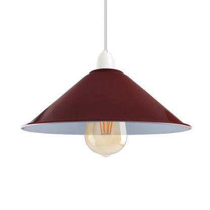 Flat Cone Lamp Shade 22 cm – Easy Fit, 28 Colours - Burgundy, 22 cm with Reducer Ring, Single