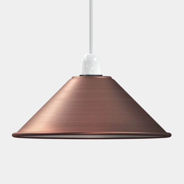 Flat Cone Lamp Shade 22 cm – Easy Fit, 28 Colours - Copper, 22 cm, Shade Only, Single