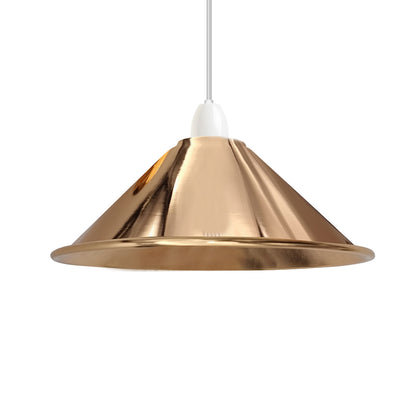 Flat Cone Lamp Shade 22 cm – Easy Fit, 28 Colours - French Gold, 22 cm with Reducer Ring, Single