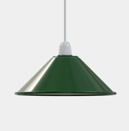 Flat Cone Lamp Shade 22 cm – Easy Fit, 28 Colours - Green, 22 cm with Reducer Ring, Single