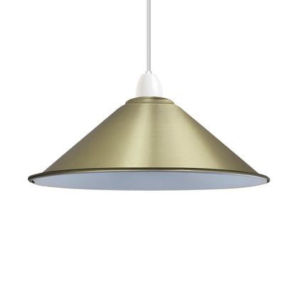 Flat Cone Lamp Shade 22 cm – Easy Fit, 28 Colours - Green Brass, 22 cm with Reducer Ring, Single