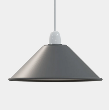 Flat Cone Lamp Shade 22 cm – Easy Fit, 28 Colours - Grey, 22 cm, Shade Only, Single