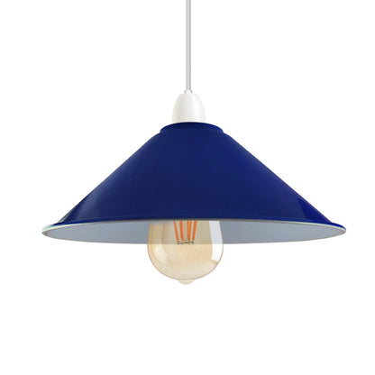 Flat Cone Lamp Shade 22 cm – Easy Fit, 28 Colours - Navy Blue, 22 cm with Reducer Ring, Single