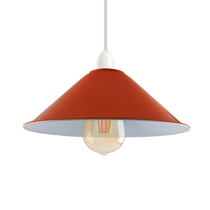 Flat Cone Lamp Shade 22 cm – Easy Fit, 28 Colours - Orange, 22 cm with Reducer Ring, Single