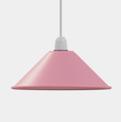 Flat Cone Lamp Shade 22 cm – Easy Fit, 28 Colours - Pink, 22 cm, Shade Only, Single