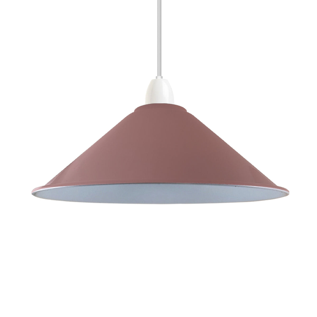 Flat Cone Lamp Shade 22 cm – Easy Fit, 28 Colours - Pink, 22 cm with Reducer Ring, Single