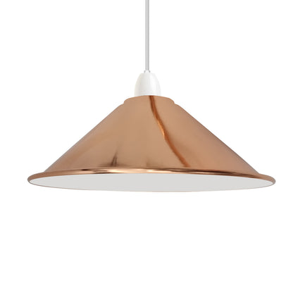 Flat Cone Lamp Shade 22 cm – Easy Fit, 28 Colours - Rose Gold, 22 cm with Reducer Ring, Single