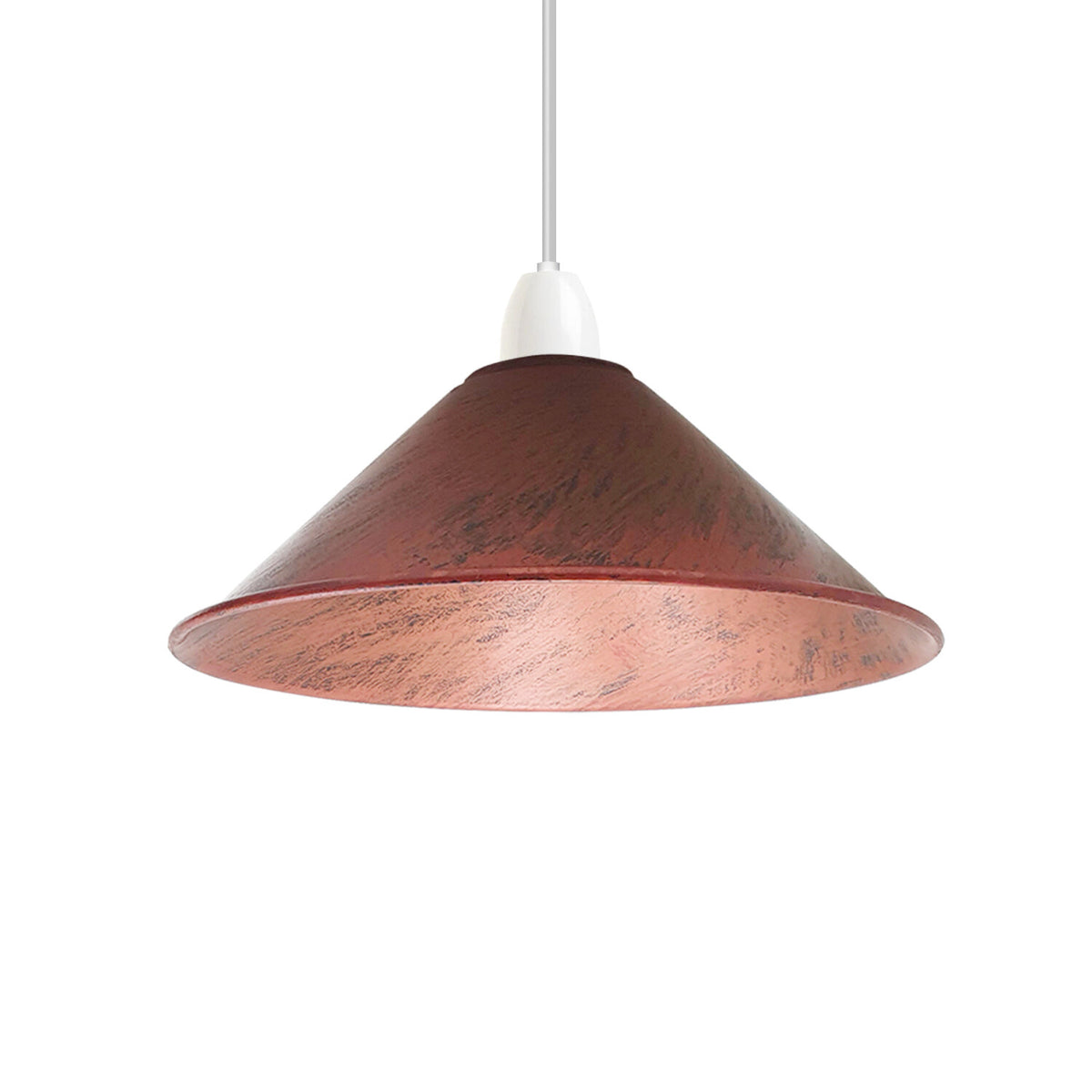 Flat Cone Lamp Shade 22 cm – Easy Fit, 28 Colours - Rustic Red, 22 cm with Reducer Ring, Single