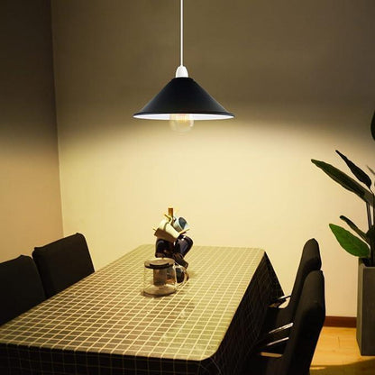 Flat Cone Lamp Shade 22 cm – Easy Fit, 28 Colours - Shiny Black, 22 cm with Reducer Ring, Single