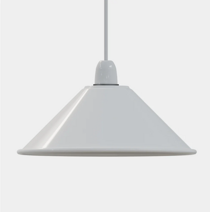 Flat Cone Lamp Shade 22 cm – Easy Fit, 28 Colours - White, 22 cm with Reducer Ring, Single