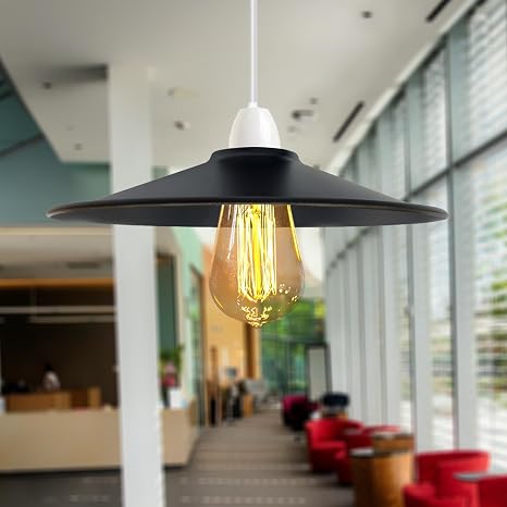 Flat Lamp Shade – 22 cm Metal Finishes or 40 cm Colours, Easy Fit - photo 3