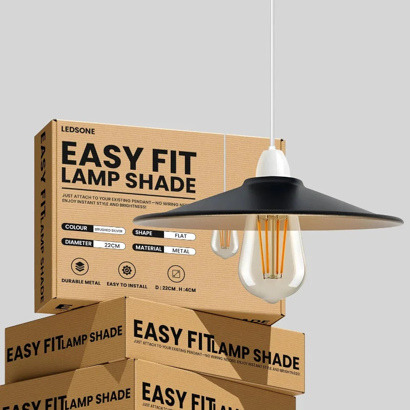 Flat Lamp Shade – 22 cm Metal Finishes or 40 cm Colours, Easy Fit - photo 21