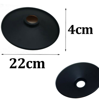 Flat Lamp Shade – 22 cm Metal Finishes or 40 cm Colours, Easy Fit - Black, 22 cm with Reducer Ring, Single