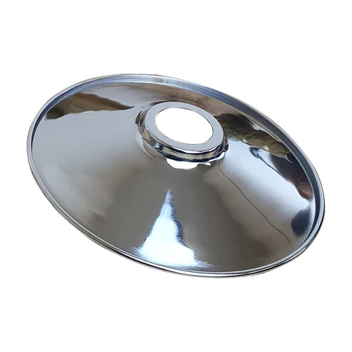 Flat Lamp Shade – 22 cm Metal Finishes or 40 cm Colours, Easy Fit - Chrome, 22 cm with Reducer Ring, Single