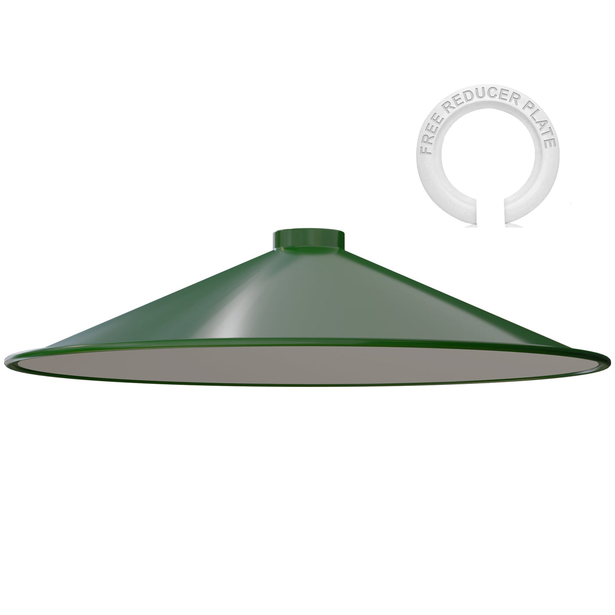 Flat Lamp Shade – 22 cm Metal Finishes or 40 cm Colours, Easy Fit - Green, 40 cm with Reducer Ring, Single