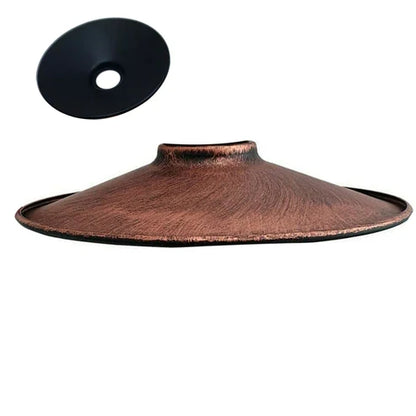 Flat Lamp Shade – 22 cm Metal Finishes or 40 cm Colours, Easy Fit - Rustic Red, 22 cm with Reducer Ring, Single