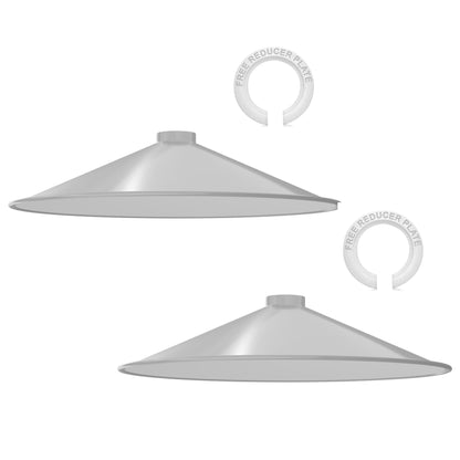 Flat Lamp Shade – 22 cm Metal Finishes or 40 cm Colours, Easy Fit - White, 40 cm with Reducer Ring, Pack of 2