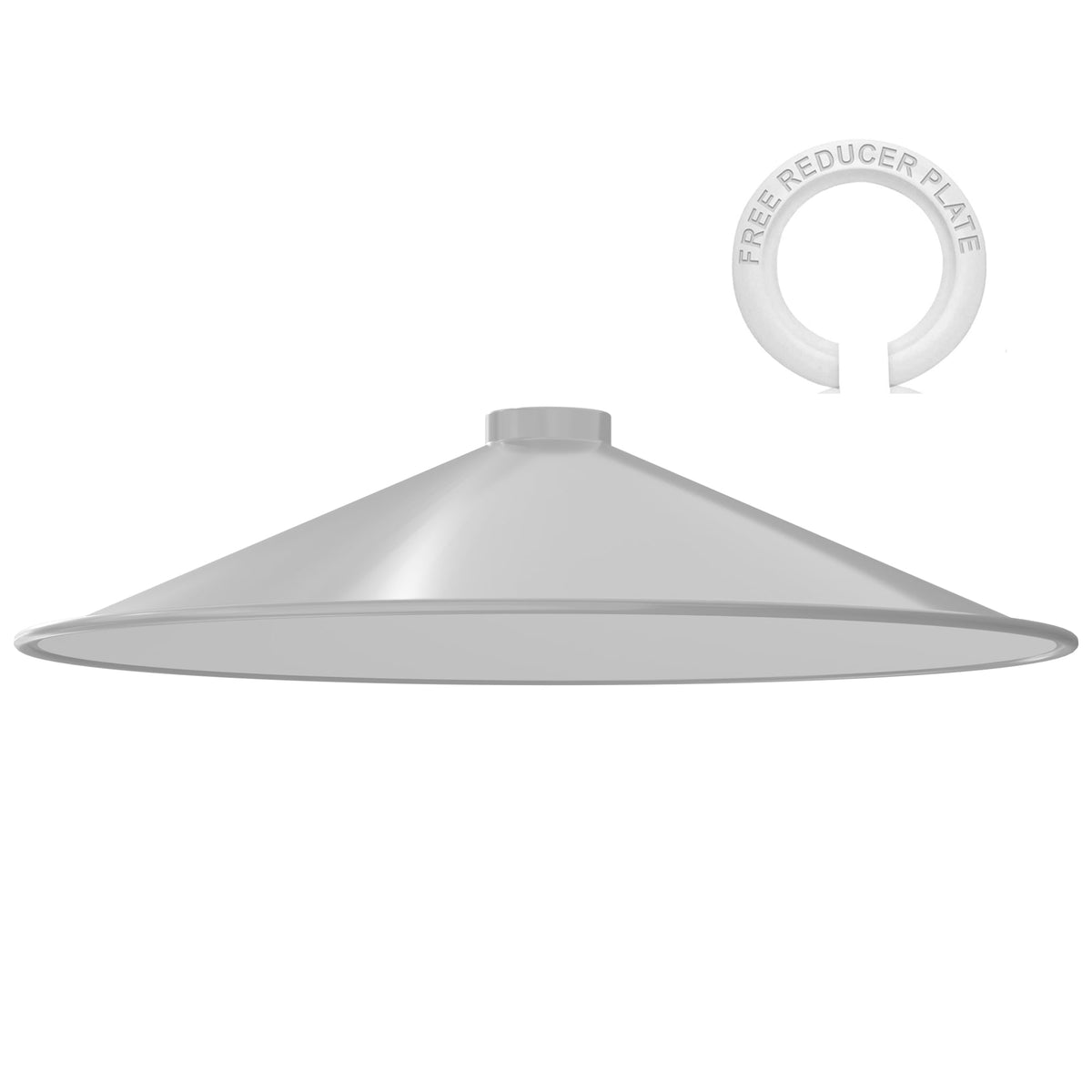 Flat Lamp Shade – 22 cm Metal Finishes or 40 cm Colours, Easy Fit - White, 40 cm with Reducer Ring, Single