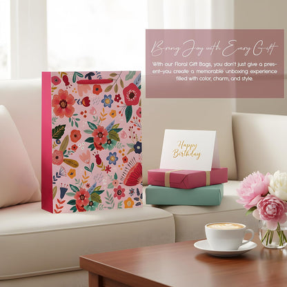 Floral Paper Gift Bags with Handles – Pack of 12, 4 Designs, 26 x 32 cm - photo 7
