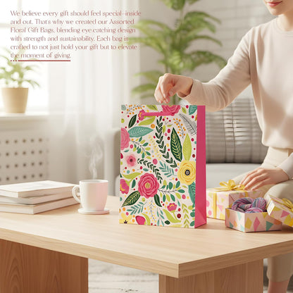 Floral Paper Gift Bags with Handles – Pack of 12, 4 Designs, 26 x 32 cm - photo 8