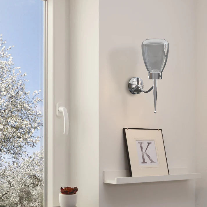 Flower Smoked Glass Wall Light – Chrome, E27 - photo 5