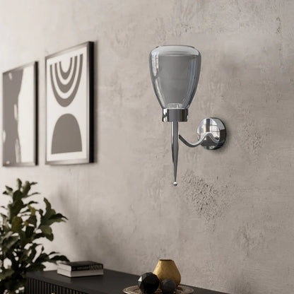 Flower Smoked Glass Wall Light – Chrome, E27 - photo 2