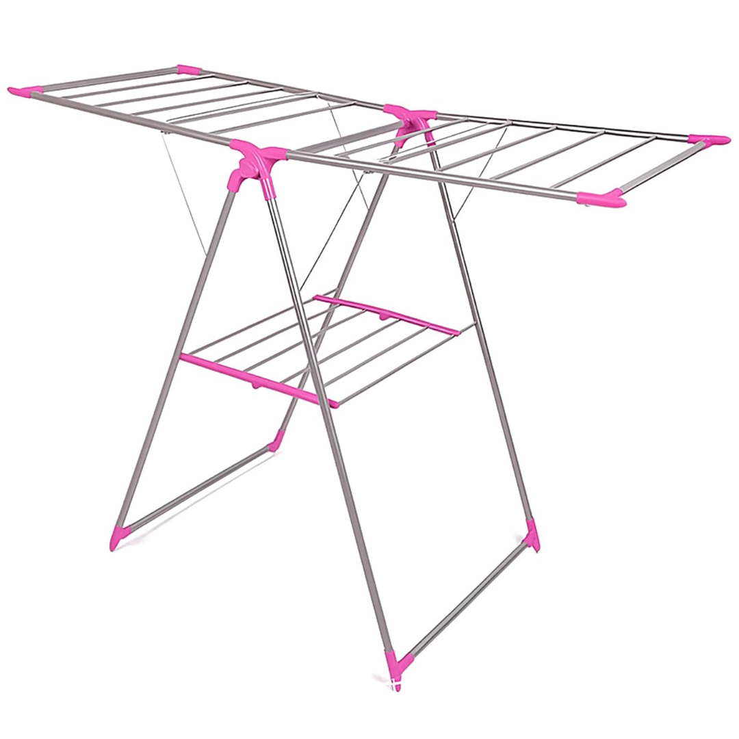 Foldable Clothes Airer – 3-Tier Drying Rack, 155 x 61 x 104 cm, Blue or Pink - photo 11