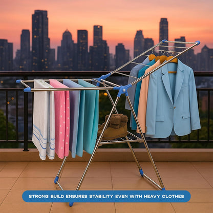 Foldable Clothes Airer – 3-Tier Drying Rack, 155 x 61 x 104 cm, Blue or Pink - photo 3