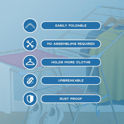 Foldable Clothes Airer – 3-Tier Drying Rack, 155 x 61 x 104 cm, Blue or Pink - photo 4