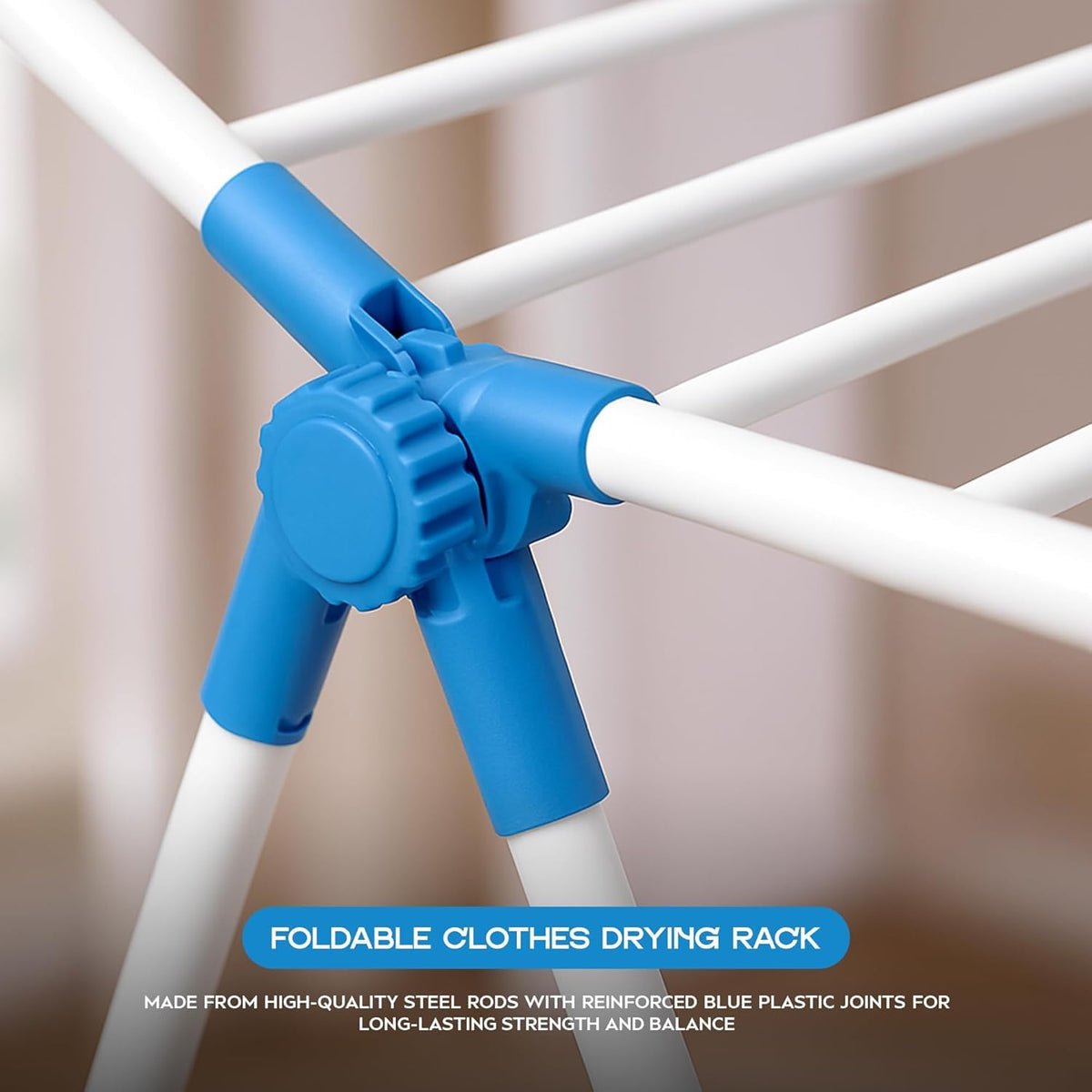 Foldable Clothes Airer – 3-Tier Drying Rack, 155 x 61 x 104 cm, Blue or Pink - photo 6