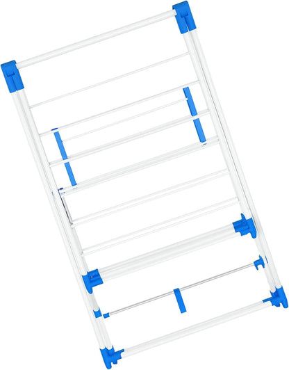 Foldable Clothes Airer – 3-Tier Drying Rack, 155 x 61 x 104 cm, Blue or Pink - Blue & White