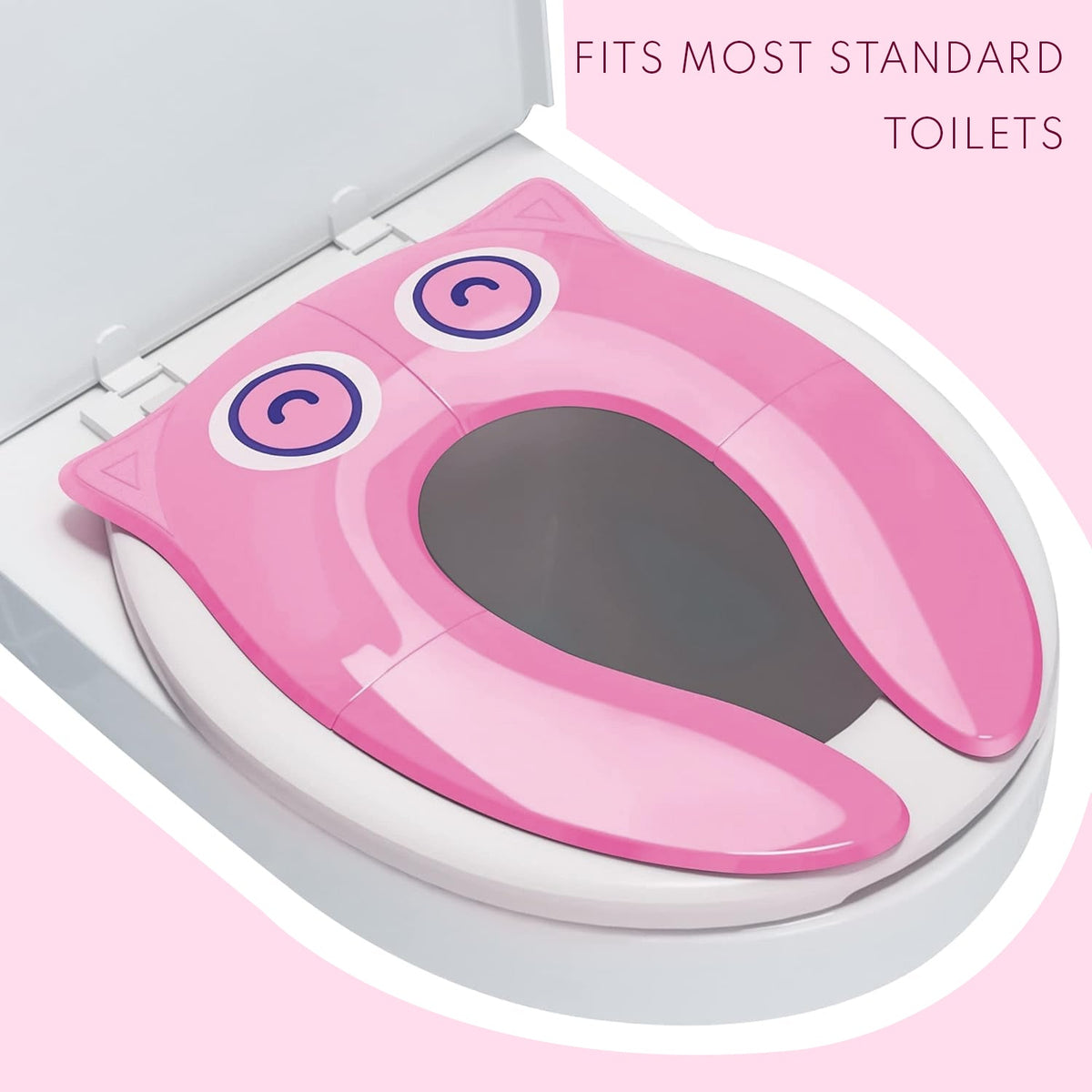 Folding Travel Potty Training Seat, Pack of 2 – Owl Design, Blue or Pink - photo 3