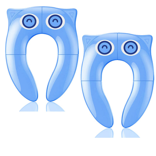 Folding Travel Potty Training Seat, Pack of 2 – Owl Design, Blue or Pink - Blue