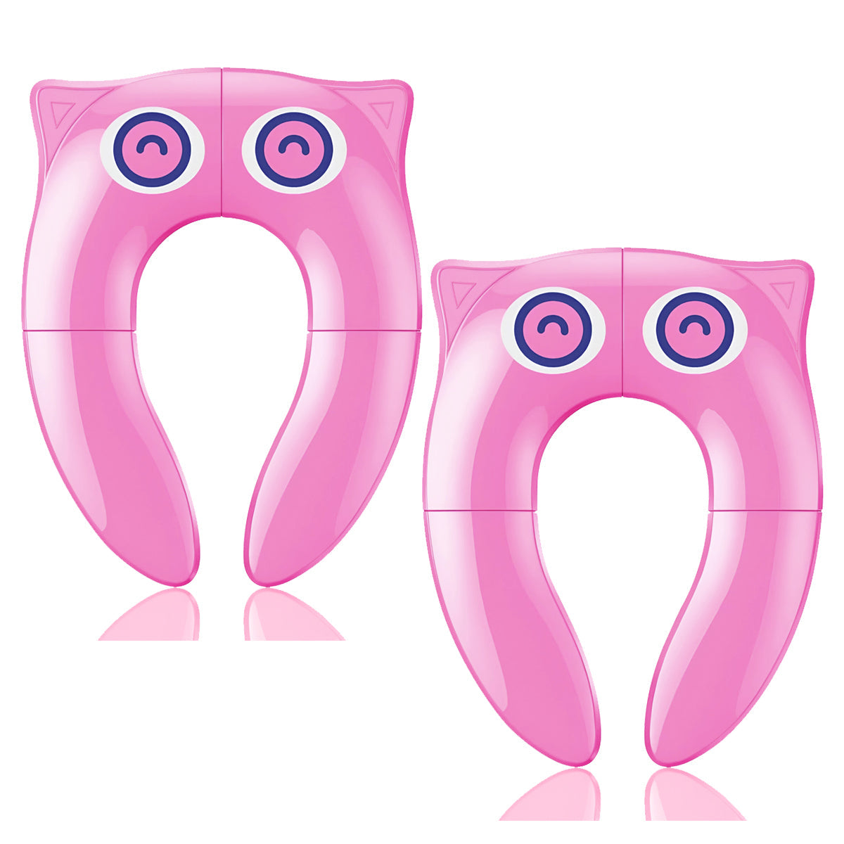 Folding Travel Potty Training Seat, Pack of 2 – Owl Design, Blue or Pink - Pink