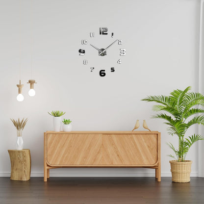 Large 3D DIY Wall Clock – Silver Mirror Numbers, Up to 100 cm - photo 6