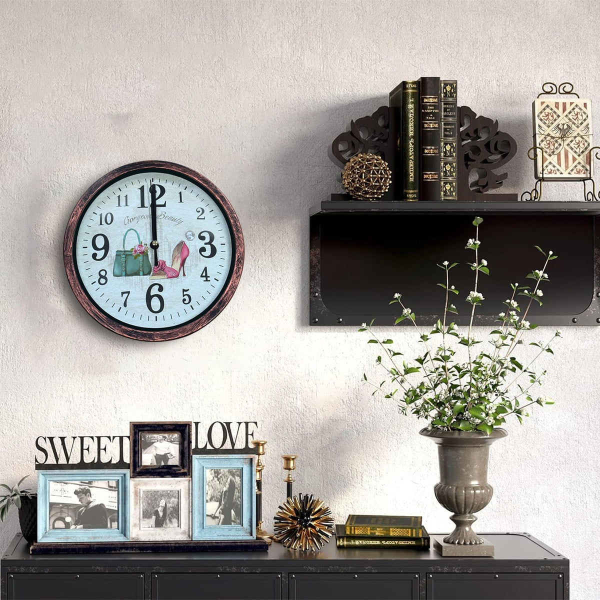 Shabby Chic Wall Clock – 20 cm, Rustic Copper Frame, Design Sent at Random - photo 10