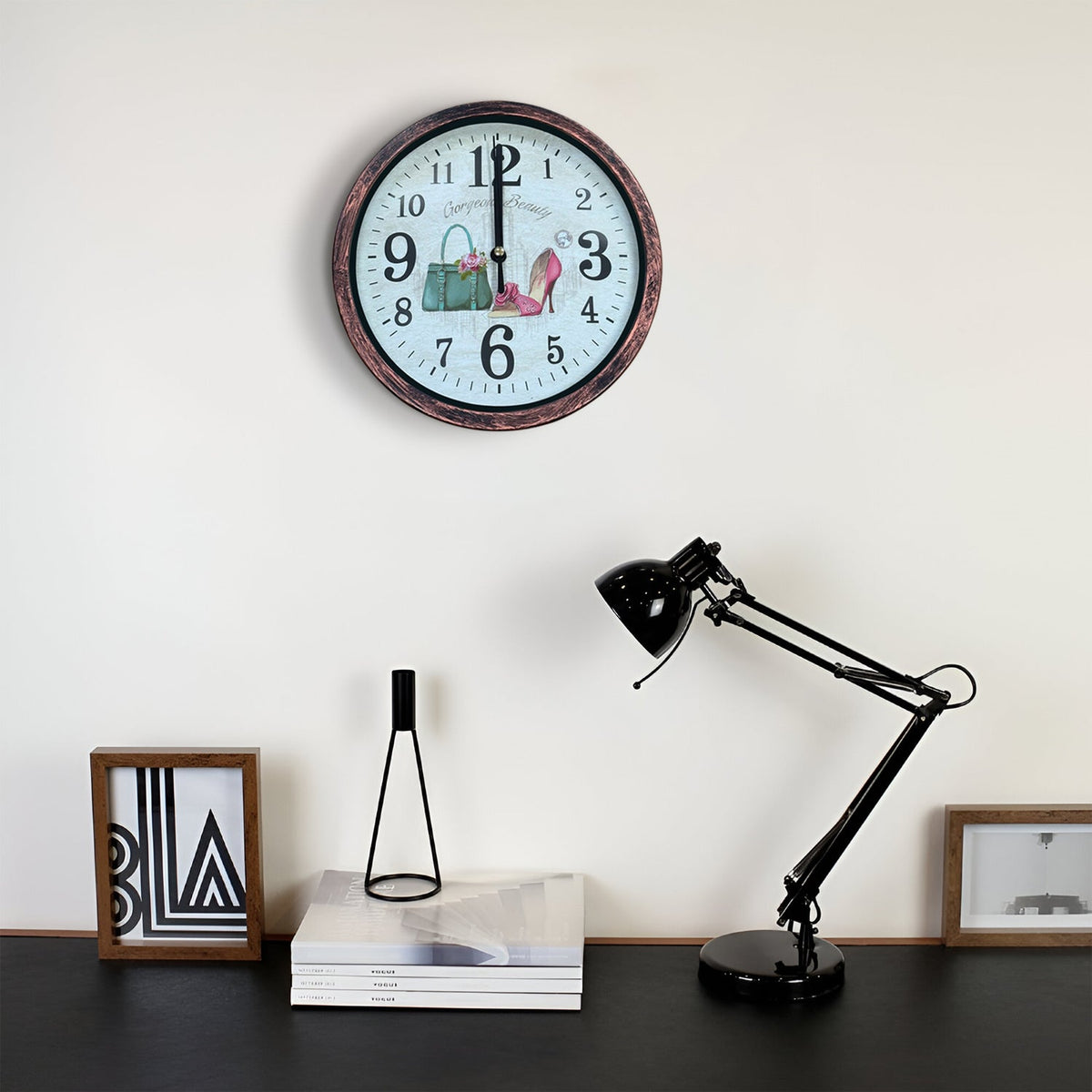 Shabby Chic Wall Clock – 20 cm, Rustic Copper Frame, Design Sent at Random - photo 11